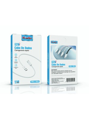 CABO TRANÇADO 60W TYPE C - TYPE C -  BRANCO