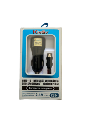 Carregador Veicular para Celular 2.4A USB PRETO (C204)