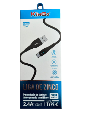 Cabo de Dados Liga de Zinco 2.4A Type-C (NOVO)