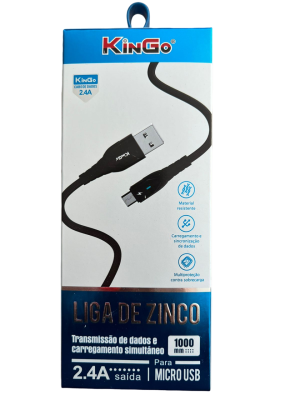 Cabo de Dados Liga de Zinco 2.4A Micro USB (NOVO)